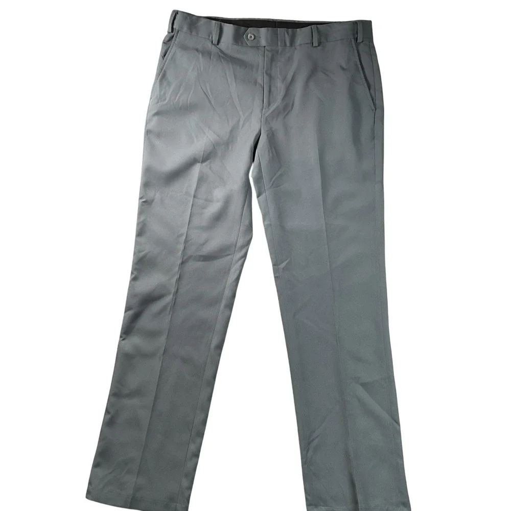 Jos A Bank‎ Traveler Dress Pants Mens 36x32 Grey Tailored Fit Flat Fr